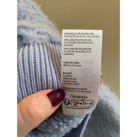 By Anthropologie Zip-Up Brushed Fuzzy Sweater Cardigan Sky Blue Size Small EUC - Picture 7 of 12